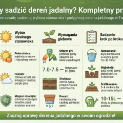 Jesień to najlepszy czas na sadzenie derenia jadalnego, gdy ziemia jest ciepła i wilgotna. Krzewy potrzebują żyznej, przepuszczalnej gleby.