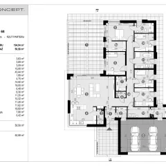 Rzut parteru projektu domu rodzinnego HOMEKONCEPT 68 z garażem.