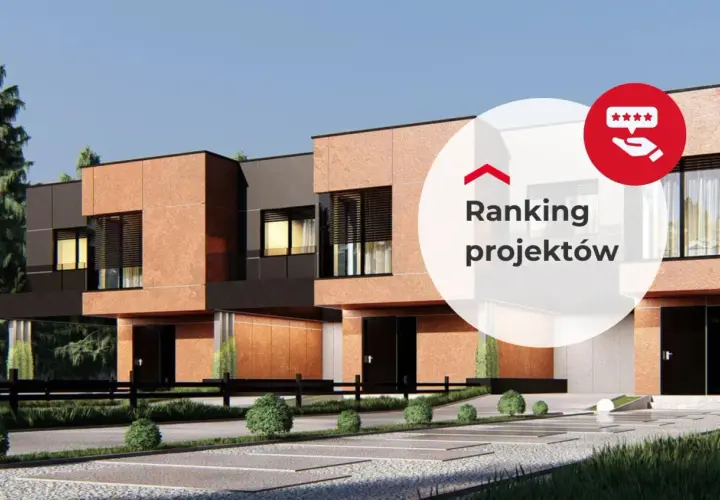 Nowoczesny projekt domu w zabudowie szeregowej z elementami kamienia i grafitu. Ranking projektów domów.