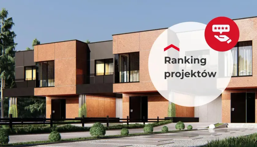 Nowoczesny projekt domu w zabudowie szeregowej z elementami kamienia i grafitu. Ranking projektów domów.