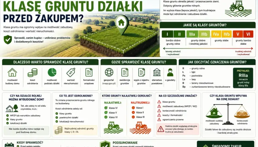 Jak podzielić działkę rolną? Sprawdź klasę gruntu przed zakupem, by uniknąć problemów i kosztów. Dowiedz się, gdzie i jak odczytać oznaczenia.
