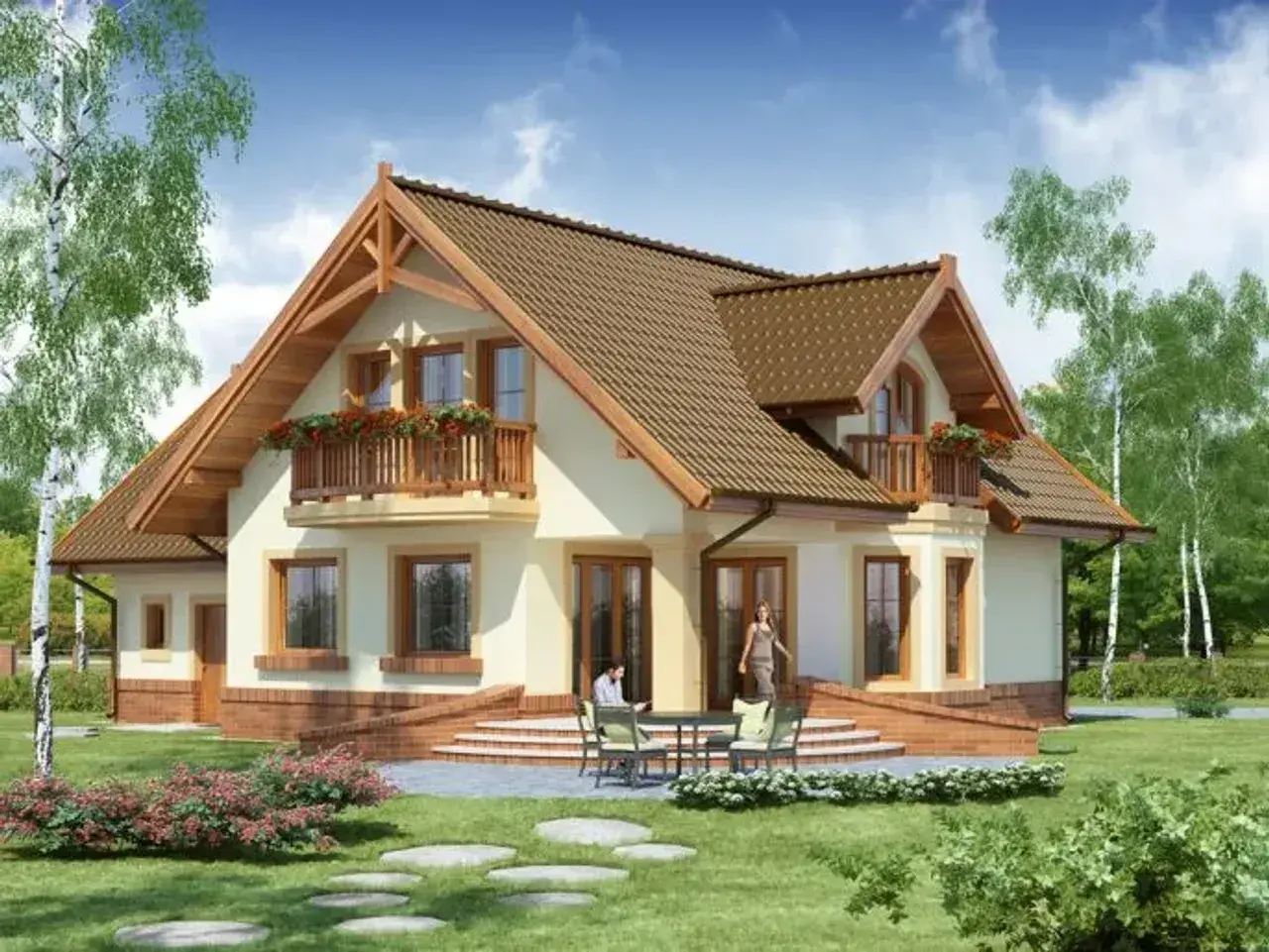 Uroczy dom z werandą i balkonem, idealny na spokojne życie. Projekt domu Gracjan.