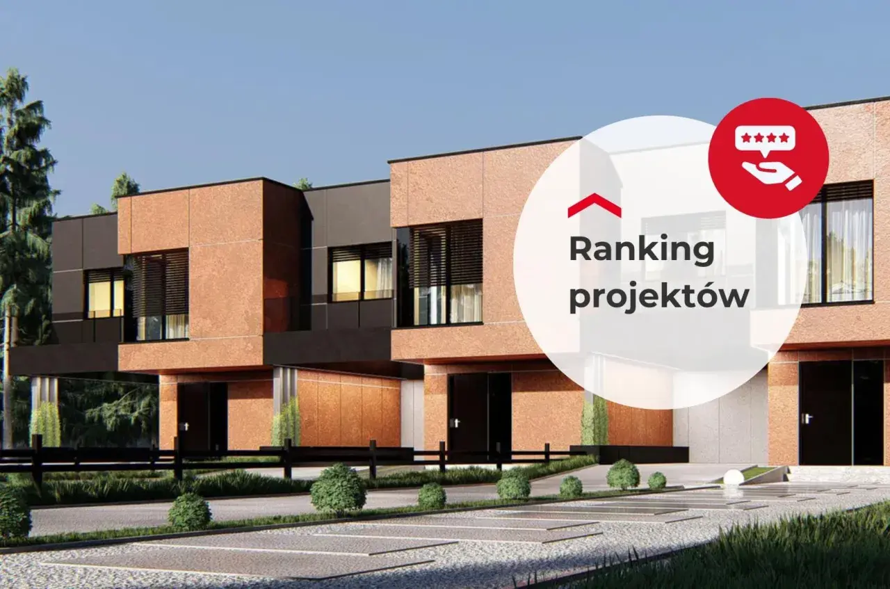 Nowoczesny projekt domu w zabudowie szeregowej z elementami kamienia i grafitu. Ranking projektów domów.