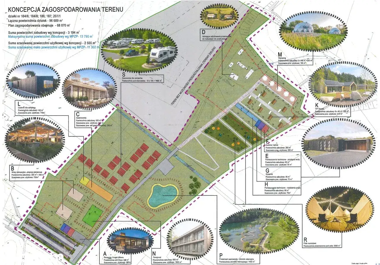 Koncepcja zagospodarowania terenu leśnego: domki, pole namiotowe, glamping, strefa rekreacyjna, restauracja, pensjonat, to wszystko można postawić na działce leśnej.